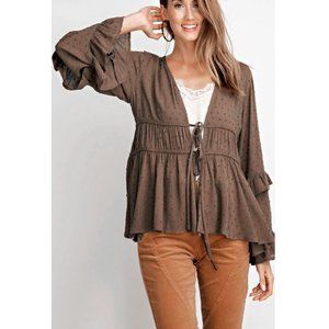 Gauze Cardi in Coffee